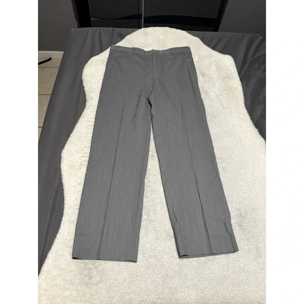 Banana‎ Republic Modern Fit Men's Gray Striped Wool Dress Pants 36x32 Trousers